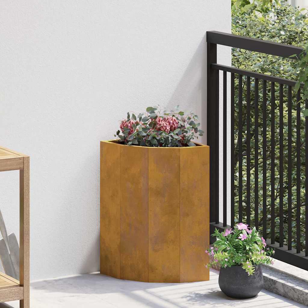 Vaso d'angolo Ruggine 30 x 30 x 50 cm acciaio corten
