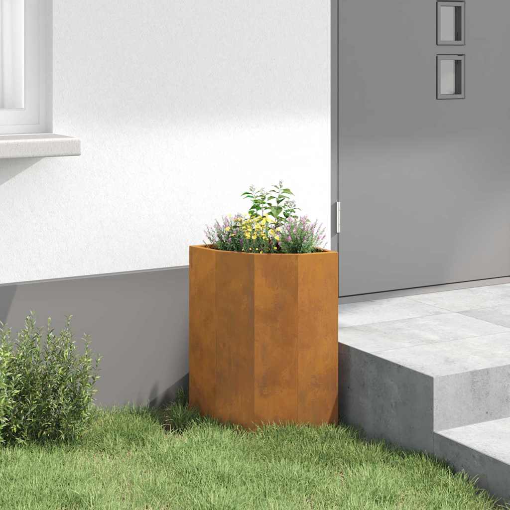 Vaso d'angolo Ruggine 30 x 30 x 50 cm acciaio corten