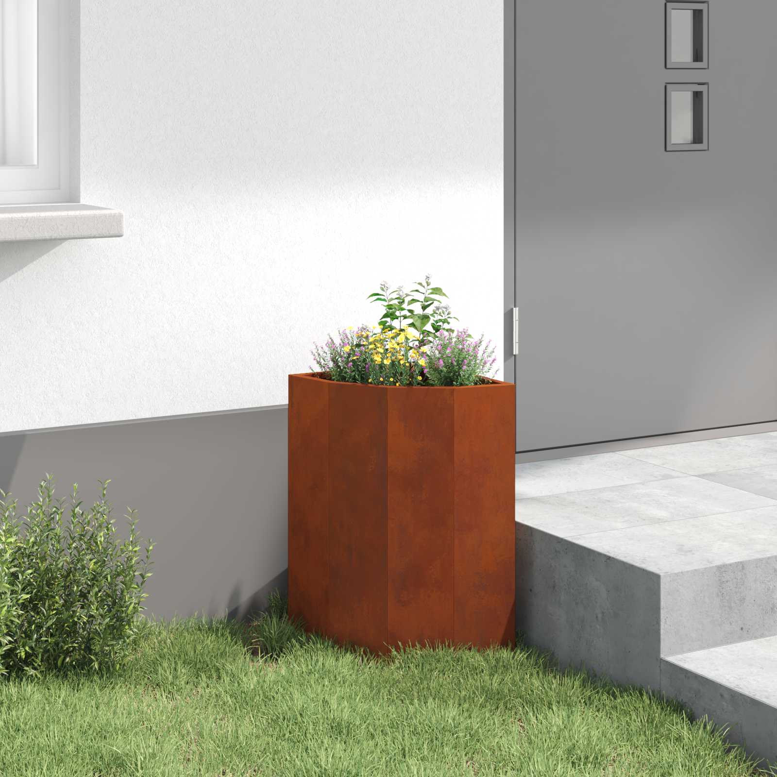 Vaso d'angolo Ruggine 30 x 30 x 50 cm acciaio corten | homemem39