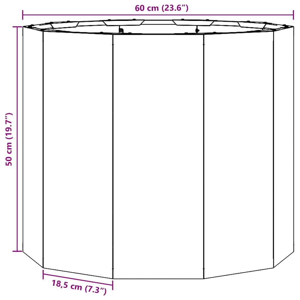 Fioriera Antracite 60 x 60 x 50 cm Acciaio | homemem39