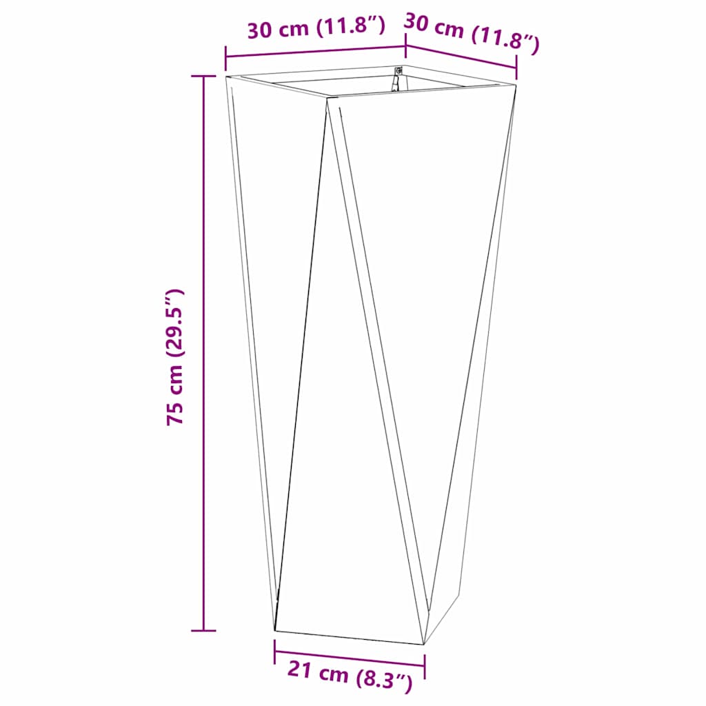 Fioriera Nero 30 x 30 x 75 cm Acciaio