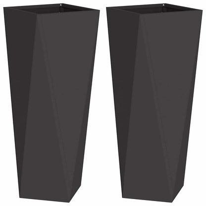 Fioriera 2 pcs Nero 30 x 30 x 75 cm Acciaio