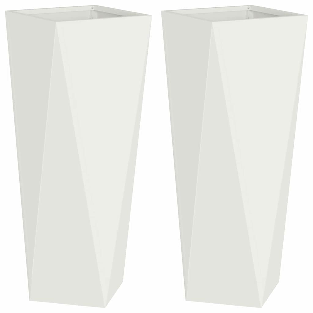 Fioriera 2 pcs Bianco 30 x 30 x 75 cm Acciaio