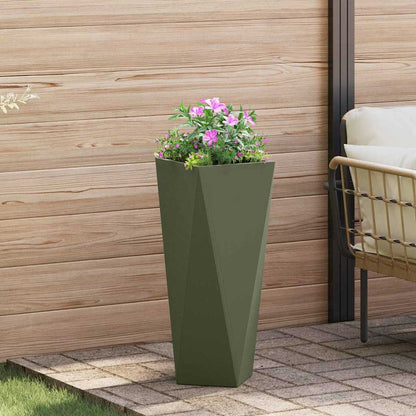 Fioriera 2 pcs Verde oliva 30 x 30 x 75 cm Acciaio