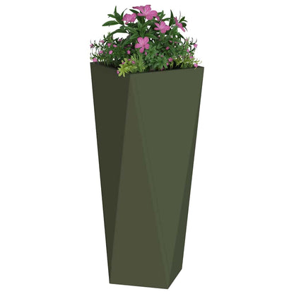 Fioriera 2 pcs Verde oliva 30 x 30 x 75 cm Acciaio