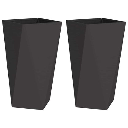 Fioriera 2 pcs Nero 40 x 40 x 75 cm Acciaio