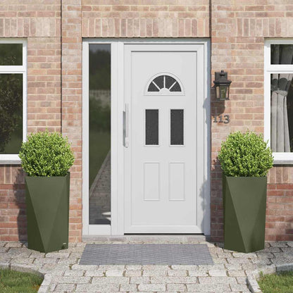 Fioriera 2 pcs Verde oliva 40 x 40 x 75 cm Acciaio