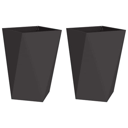 Fioriera 2 pcs Nero 50 x 50 x 75 cm Acciaio