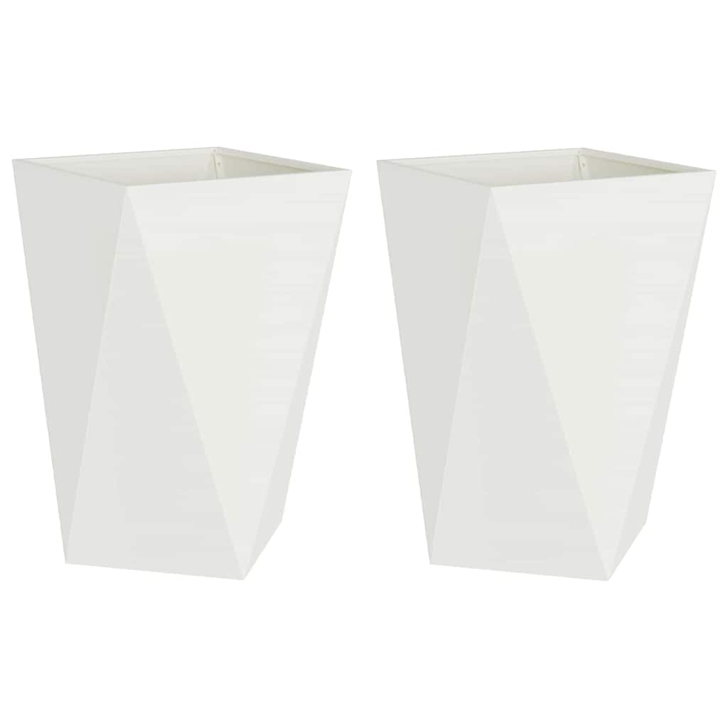 Fioriera 2 pcs Bianco 50 x 50 x 75 cm Acciaio