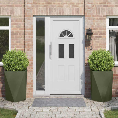 Fioriera 2 pcs Verde oliva 50 x 50 x 75 cm Acciaio