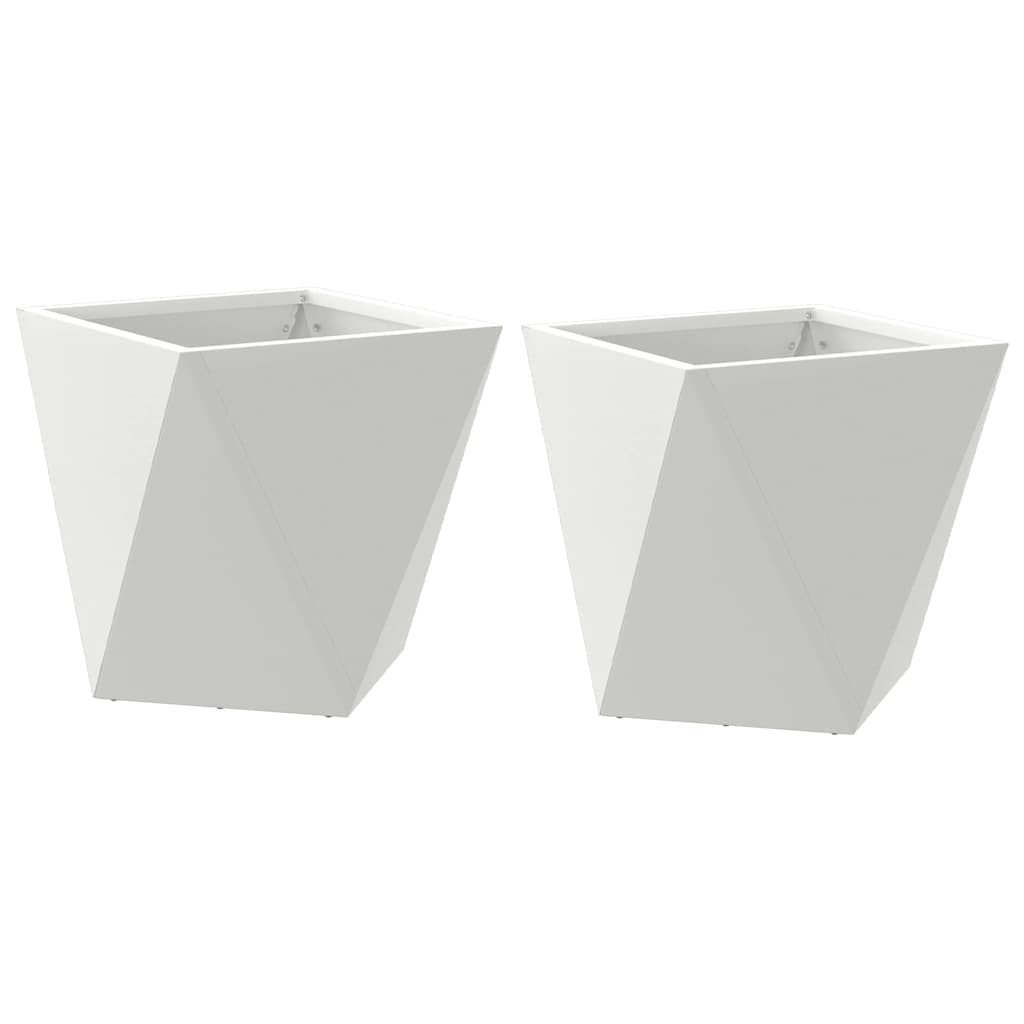 Fioriera 2 pcs Bianco 30 x 30 x 30 cm Acciaio