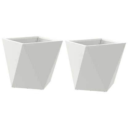 Fioriera 2 pcs Bianco 30 x 30 x 30 cm Acciaio