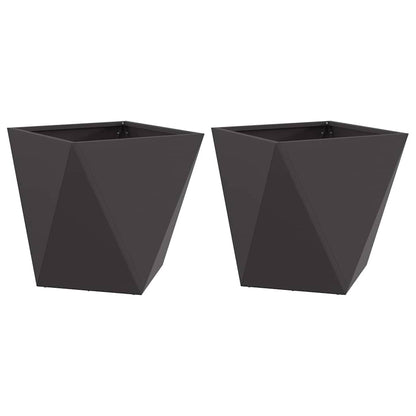 Fioriera 2 pcs Nero 40 x 40 x 40 cm Acciaio