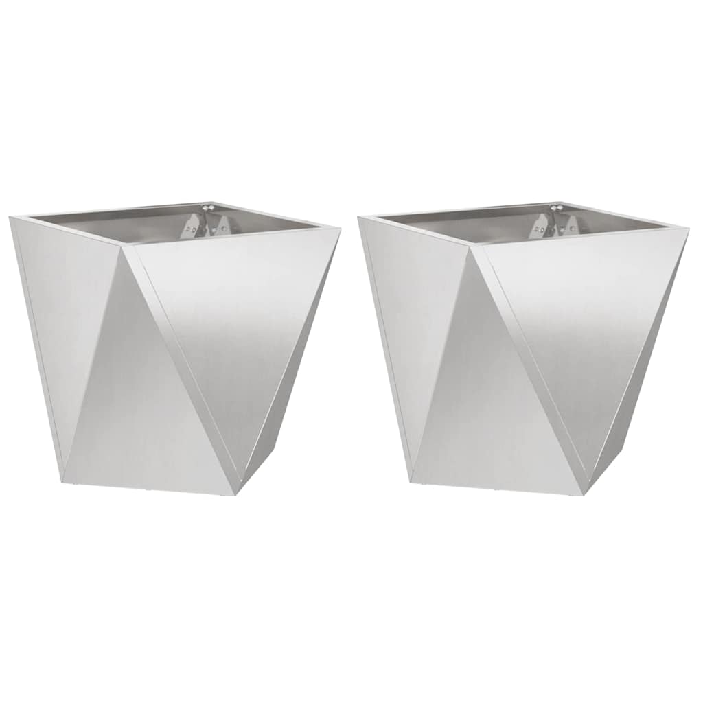 Fioriera 2 pcs Argento 40 x 40 x 40 cm Acciaio inossidabile