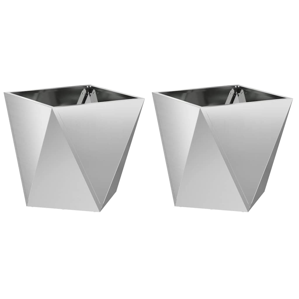 Fioriera 2 pcs Argento 40 x 40 x 40 cm Acciaio zincato