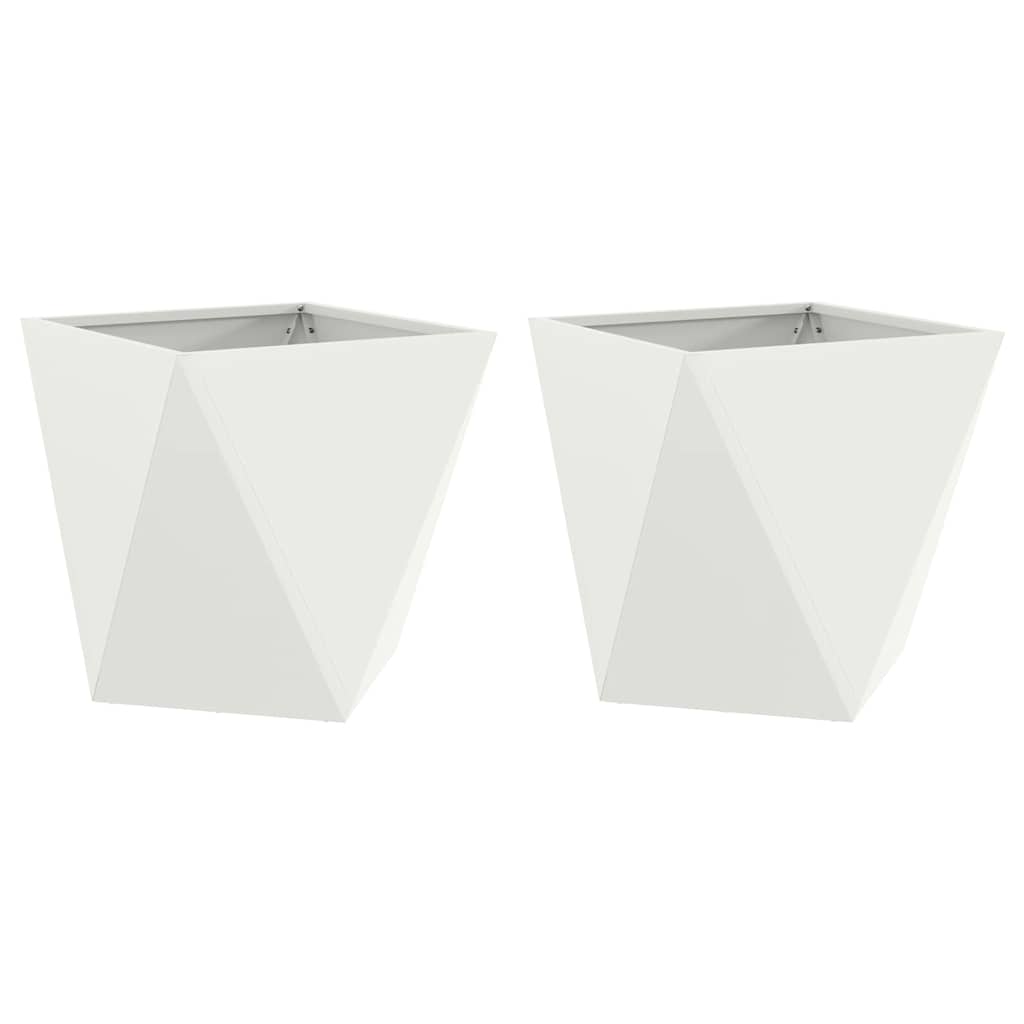 Fioriera 2 pcs Bianco 50 x 50 x 50 cm Acciaio