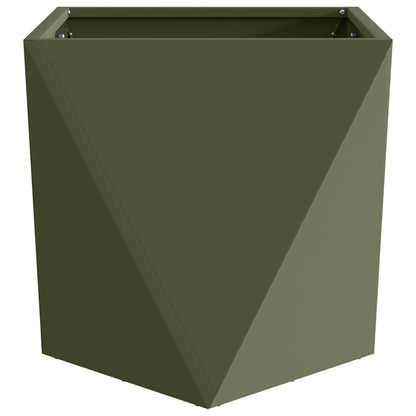 Fioriera 2 pz Verde oliva 50 x 50 x 50 cm Acciaio