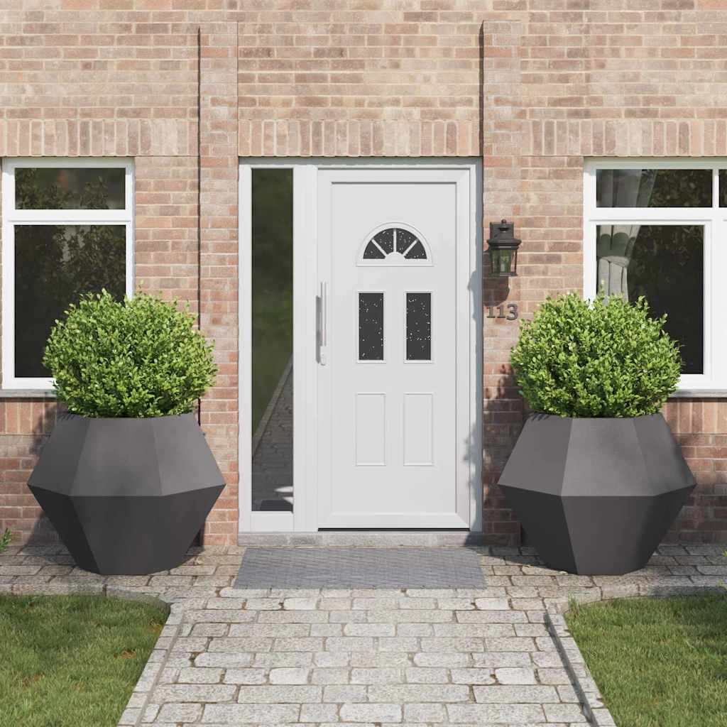 Fioriera 2 pcs Nero 100 x 100 x 80 cm Acciaio