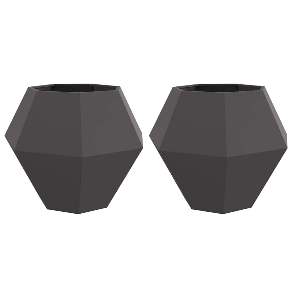 Fioriera 2 pcs Nero 100 x 100 x 80 cm Acciaio