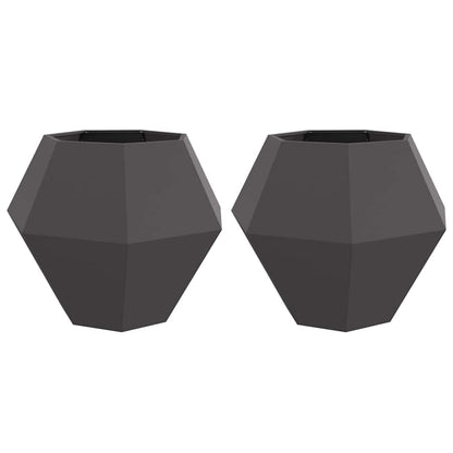 Fioriera 2 pcs Nero 100 x 100 x 80 cm Acciaio