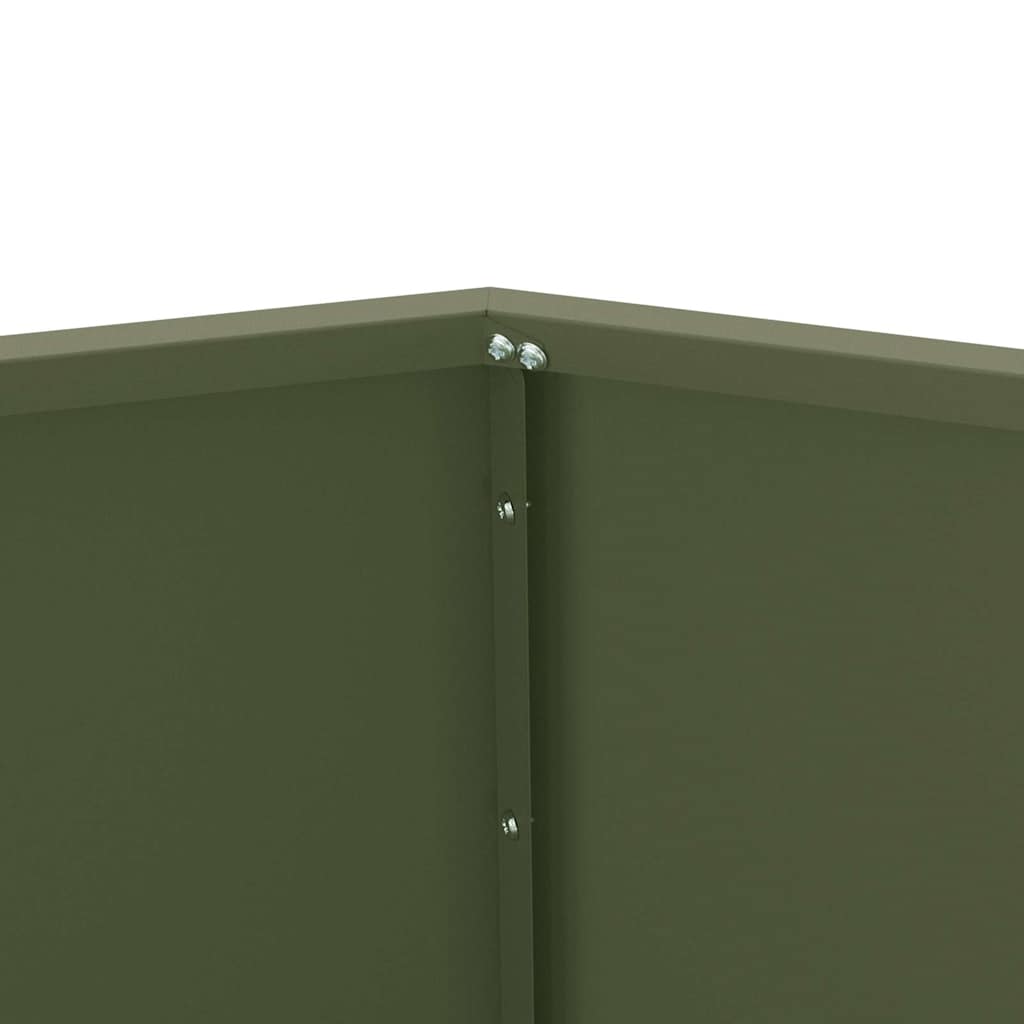 Fioriera 2 pcs Verde oliva 100 x 100 x 80 cm Acciaio