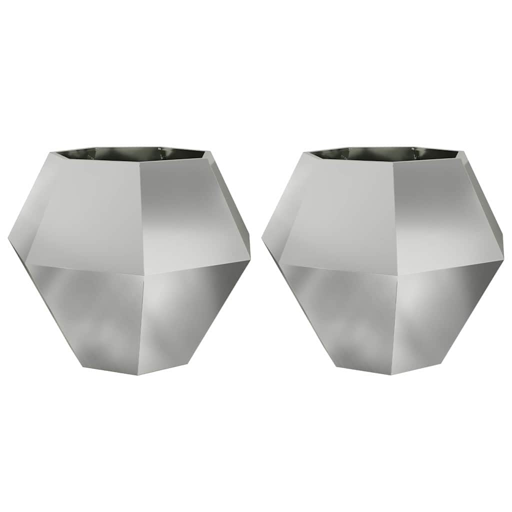 Fioriera 2 pcs Argento 100 x 100 x 80 cm Acciaio zincato