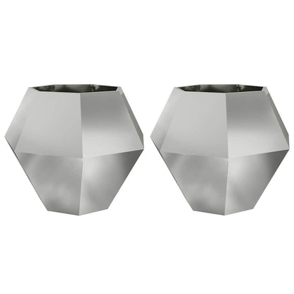 Fioriera 2 pcs Argento 100 x 100 x 80 cm Acciaio zincato