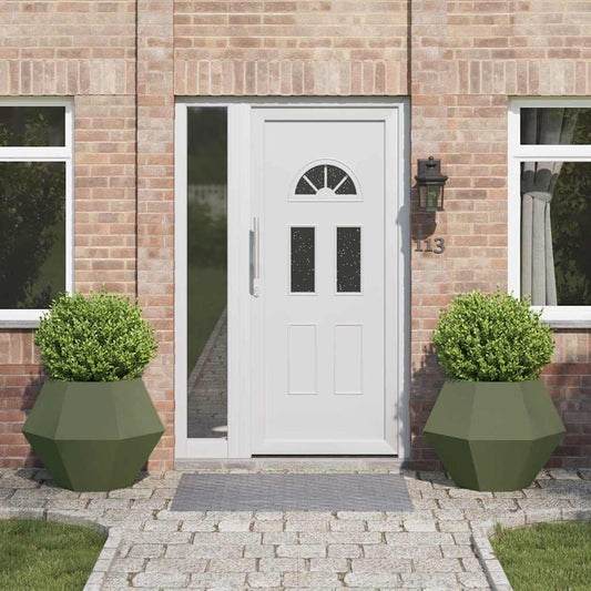 Fioriera 2 pcs Verde oliva 75 x 75 x 60 cm Acciaio