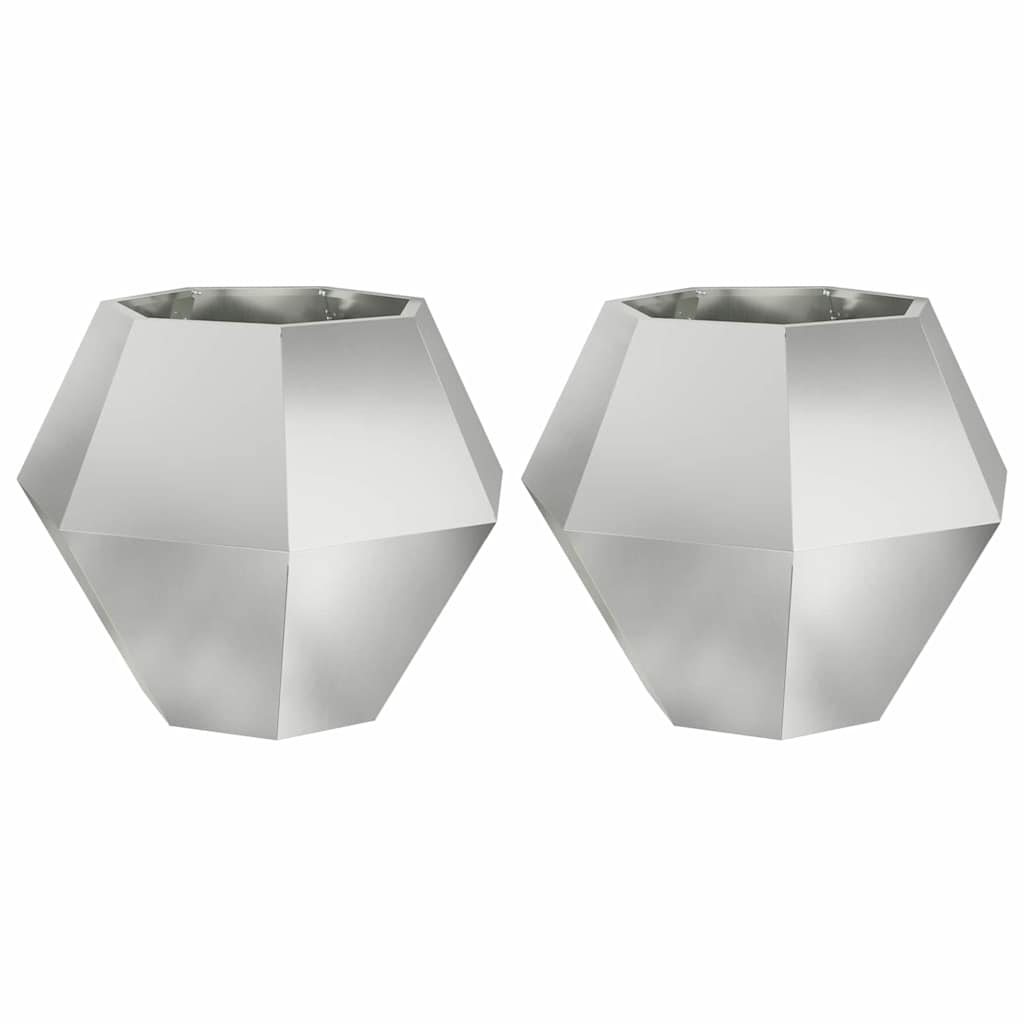 Fioriera 2 pcs Argento 75 x 75 x 60 cm Acciaio zincato