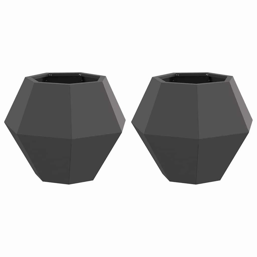 Fioriera 2 pcs Nero 50 x 50 x 40 cm Acciaio