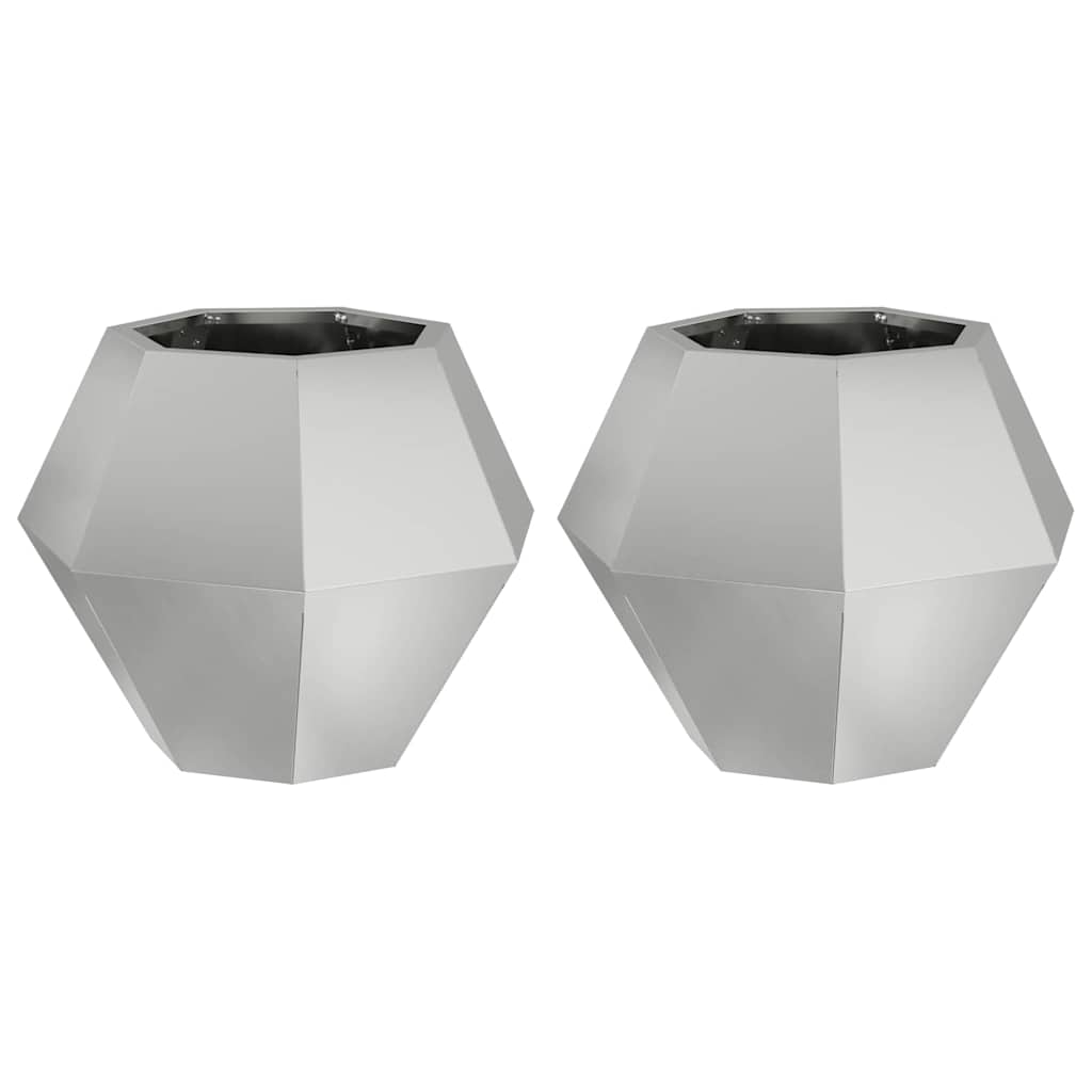 Fioriera 2 pcs Argento 50 x 50 x 40 cm Acciaio zincato