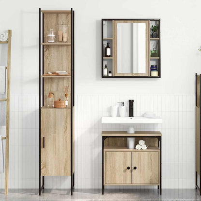 Set di mobili per il bagno con lo scaffale 3 pcs Rovere Sonoma | homemem39