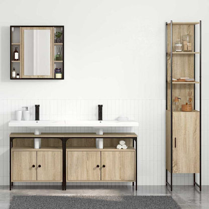 Set di mobili per il bagno con lo scaffale 4 pcs Rovere Sonoma | homemem39