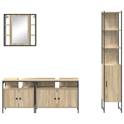 Set di mobili per il bagno con lo scaffale 4 pcs Rovere Sonoma | homemem39