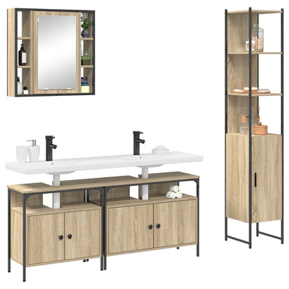 Set di mobili per il bagno con lo scaffale 4 pcs Rovere Sonoma | homemem39