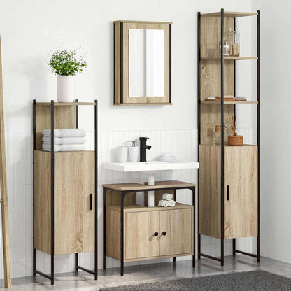 Set di mobili per il bagno con lo scaffale 4 pcs Rovere Sonoma
