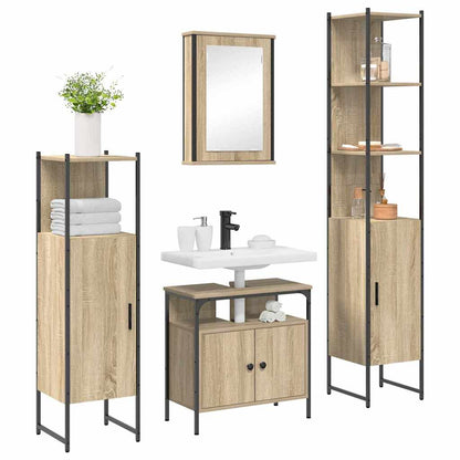 Set di mobili per il bagno con lo scaffale 4 pcs Rovere Sonoma | homemem39