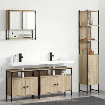 Set di mobili per il bagno con lo scaffale 4 pcs Rovere Sonoma | homemem39