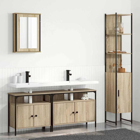 Set di mobili per il bagno con lo scaffale 4 pcs Rovere Sonoma