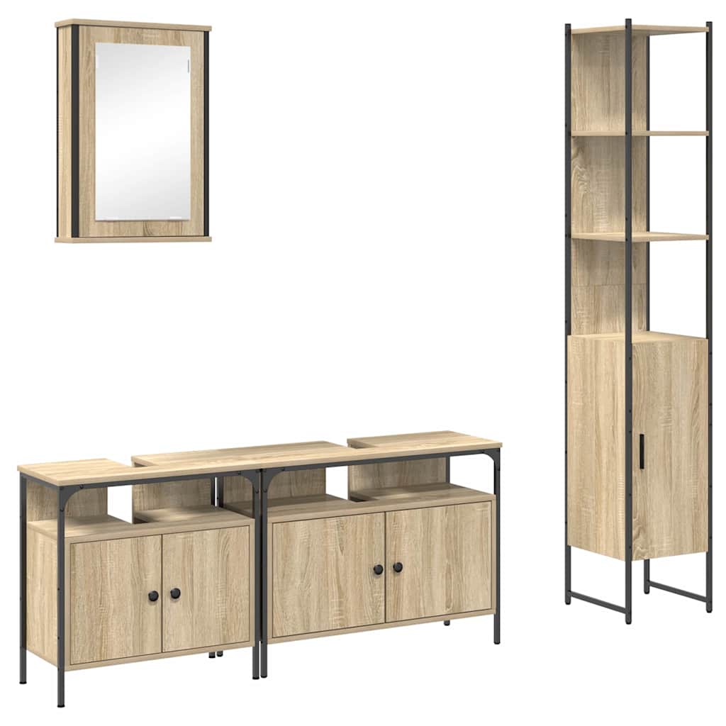 Set di mobili per il bagno con lo scaffale 4 pcs Rovere Sonoma | homemem39
