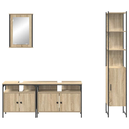 Set di mobili per il bagno con lo scaffale 4 pcs Rovere Sonoma | homemem39