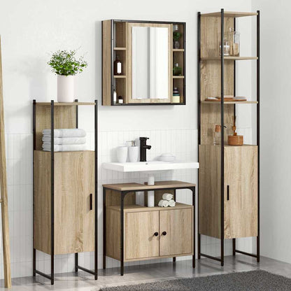 Set di mobili per il bagno con lo scaffale 4 pcs Rovere Sonoma | homemem39