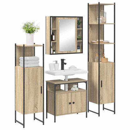Set di mobili per il bagno con lo scaffale 4 pcs Rovere Sonoma | homemem39