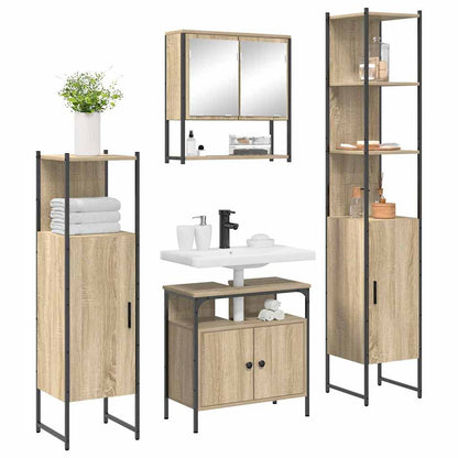 Set di mobili per il bagno con lo scaffale 4 pcs Rovere Sonoma | homemem39