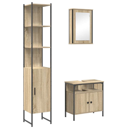 Set di mobili per il bagno con lo scaffale 3 pcs Rovere Sonoma | homemem39