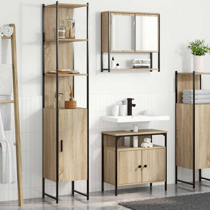 Set di mobili per il bagno con lo scaffale 3 pcs Rovere Sonoma | homemem39