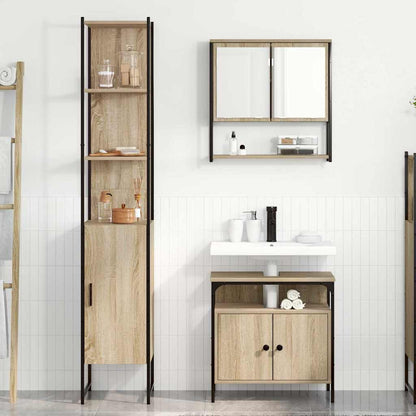 Set di mobili per il bagno con lo scaffale 3 pcs Rovere Sonoma | homemem39