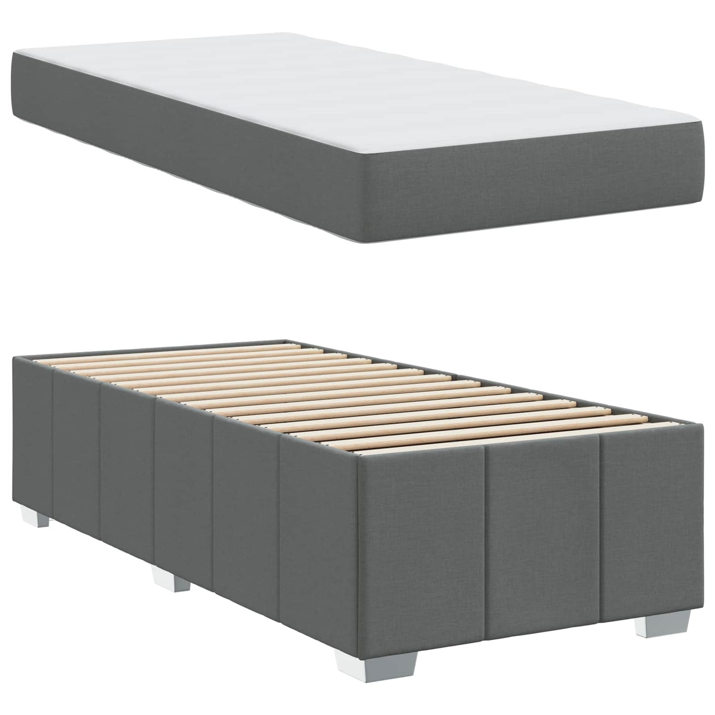 Struttura del letto Grigio scuro 90 x 190 cm Tessuto | homemem39