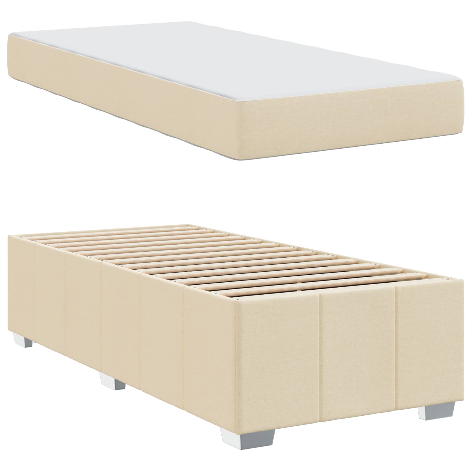 Struttura del letto con materasso Crema 90 x 190 cm Tessuto | homemem39