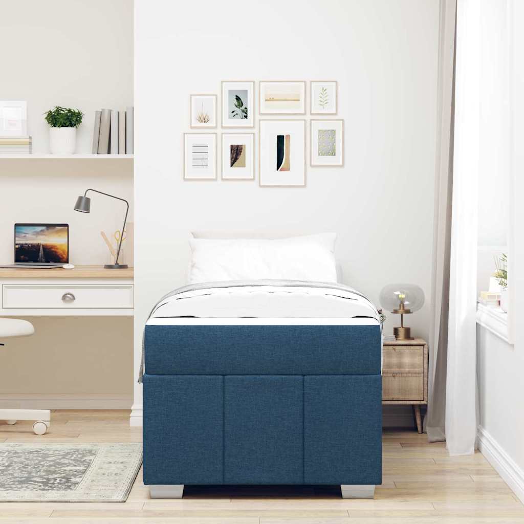 Struttura del letto con materasso Blu 90 x 200 cm Tessuto | homemem39